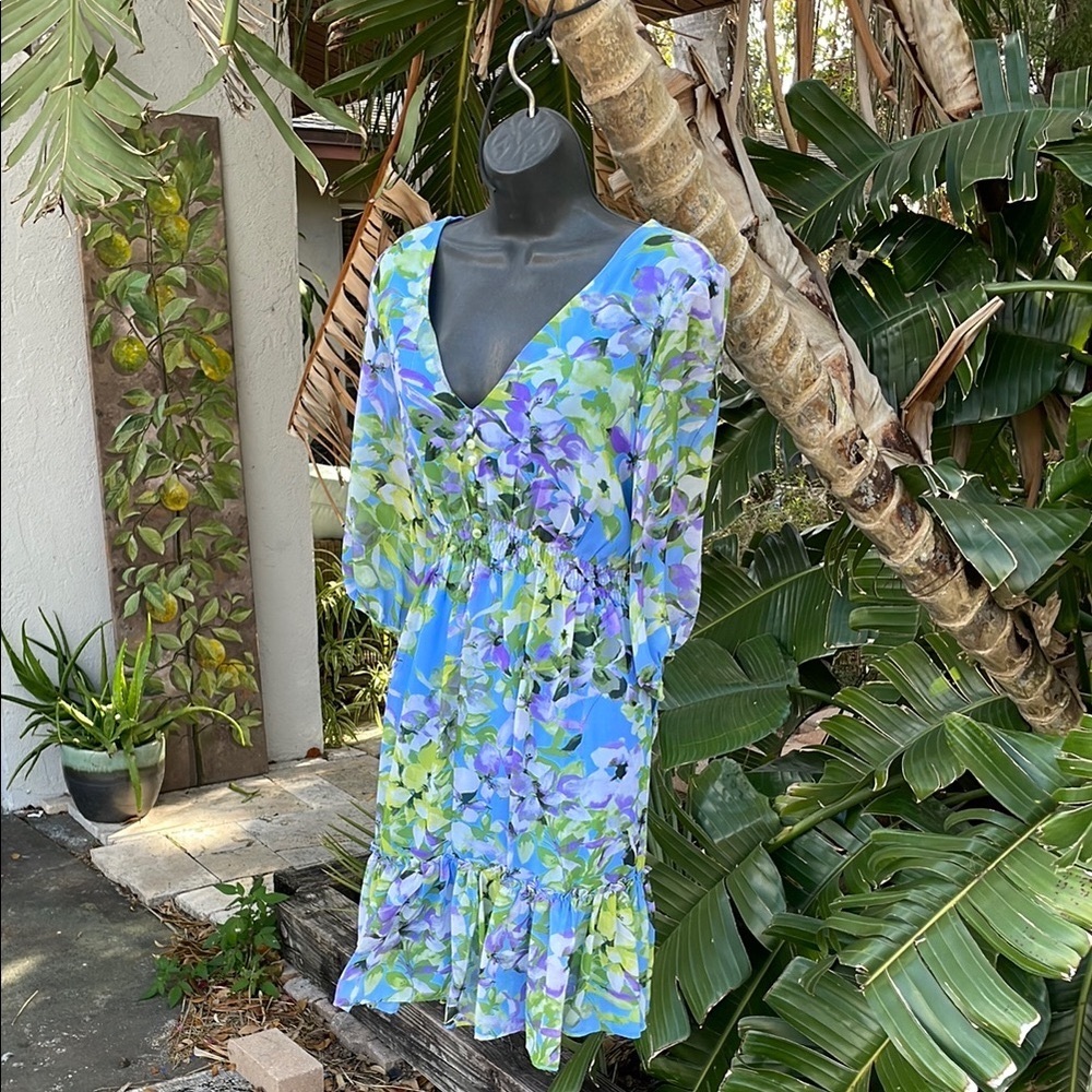 Taylor floral ruffle dress with puff sleeves